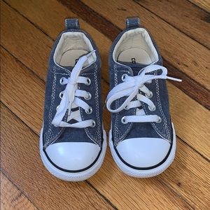Blue washed denim toddler converse sneakers